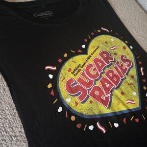 Sugar Babies Graphic Tank Top Licensed Candy Logo Sleeveless Black Medium